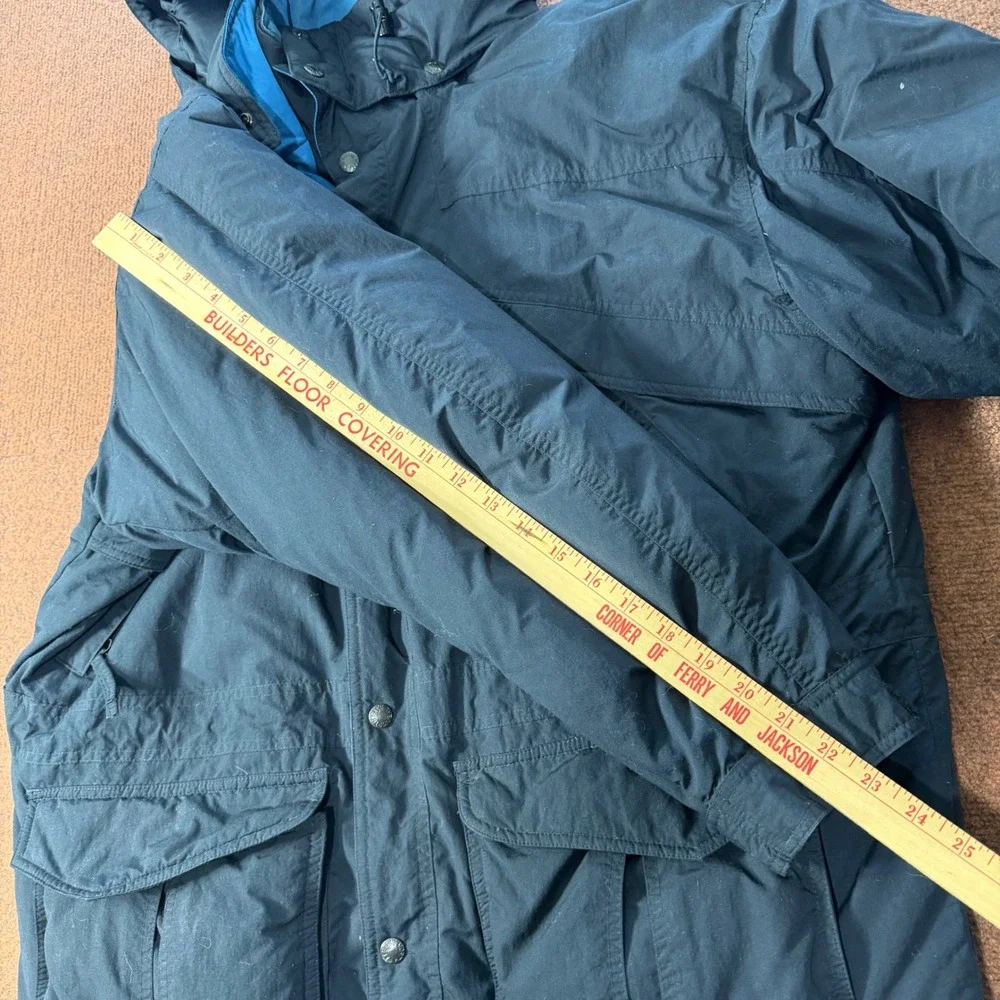 The North Face Mens Vintage Mountain Parka Jacket Black Down Fill Large Hooded